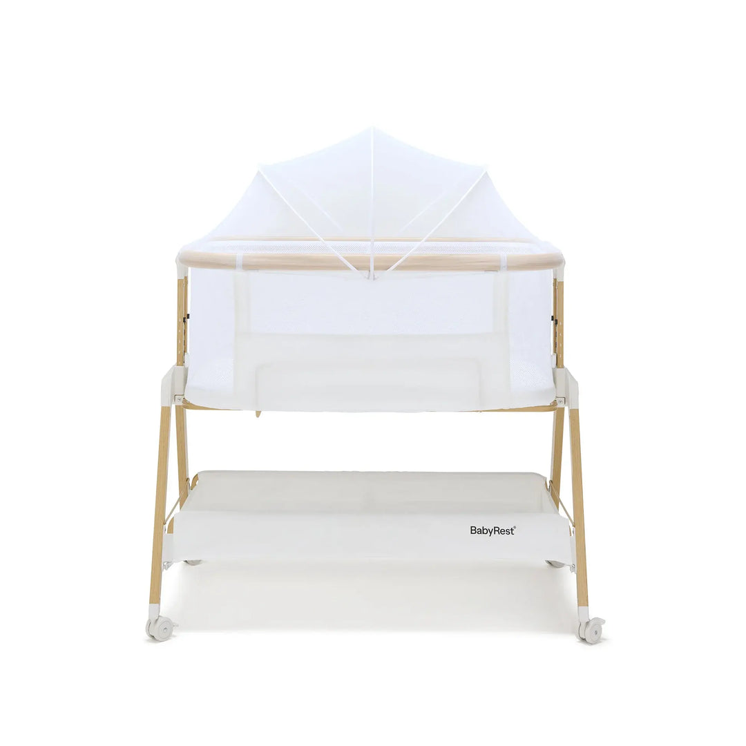 BabyRest Alfie Bedside Bassinet. White/Natural