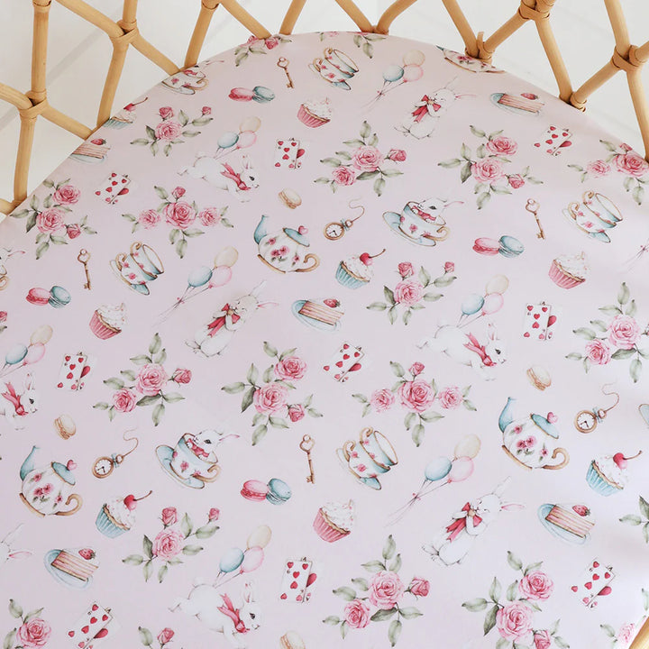 Organic Bassinet Sheet / Change Pad Cover - Alice’s Tea Party