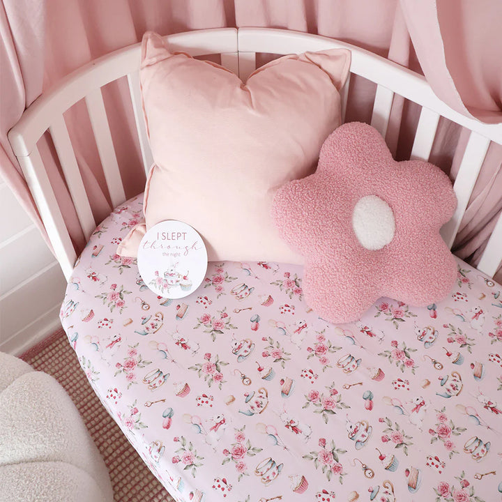 Organic Fitted Cot Sheet - Alice’s Tea Party