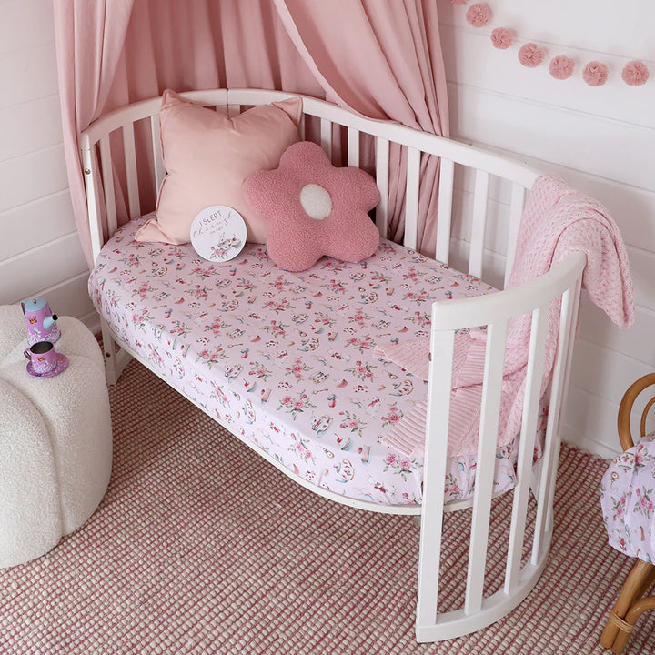 Organic Fitted Cot Sheet - Alice’s Tea Party