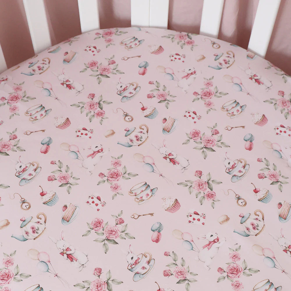 Organic Fitted Cot Sheet - Alice’s Tea Party