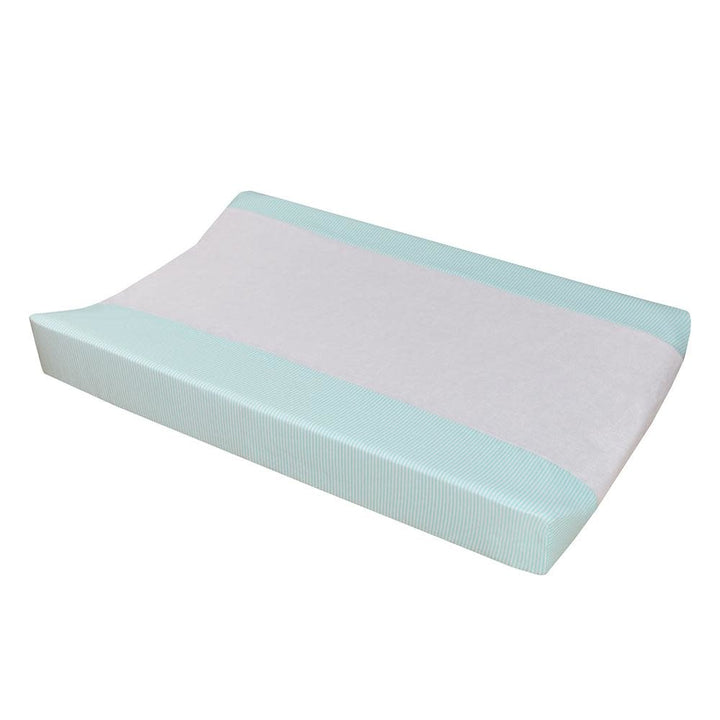 JERSEY CHANGE PAD COVER AQUA STRIPE/TOWELLING