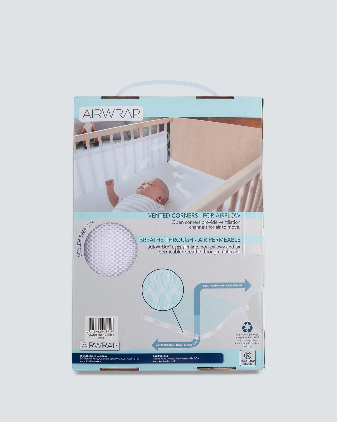 Airwrap Mesh Cot Liner 2 Sides - White
