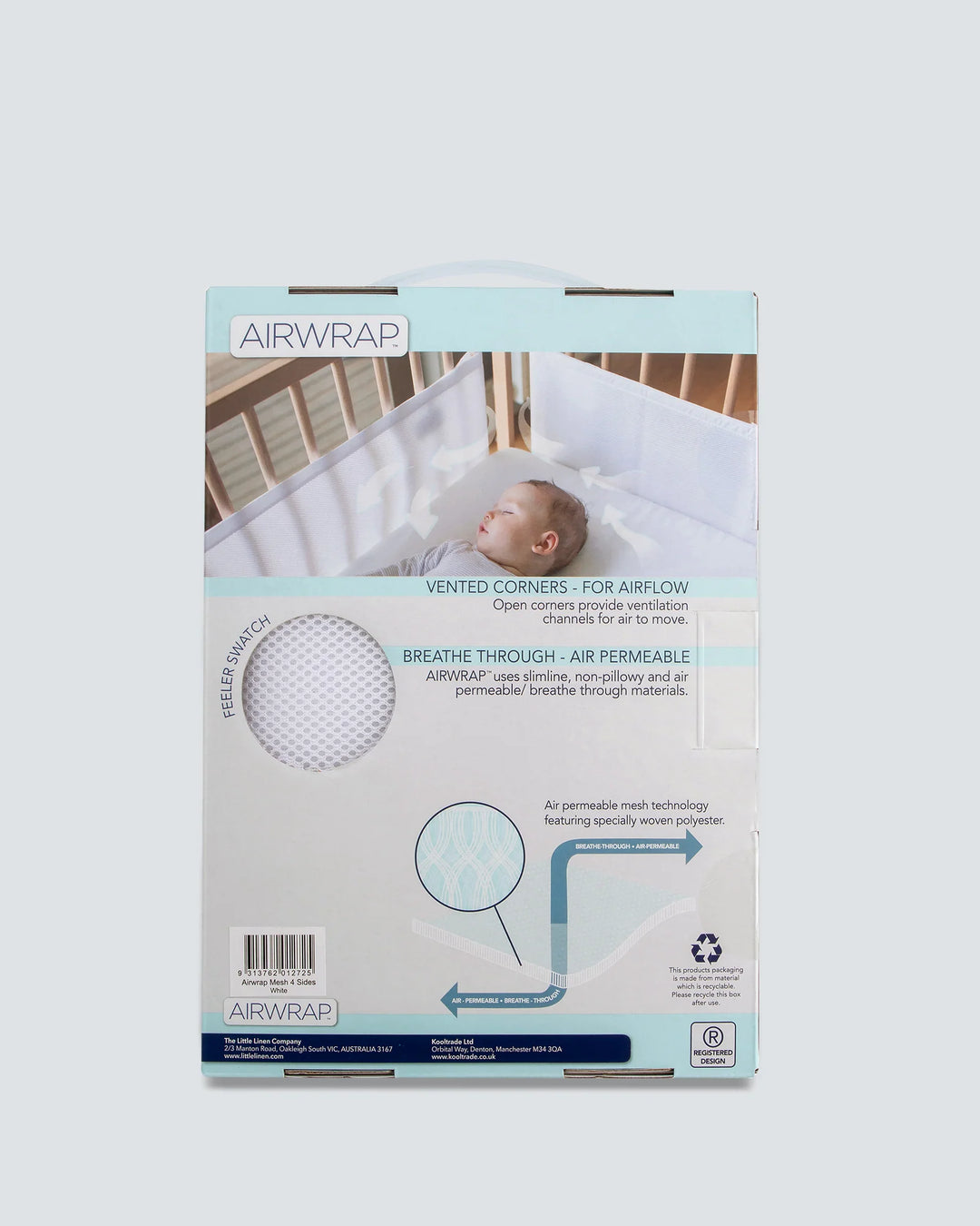 Airwrap Mesh Cot Liner 4 Sides - White