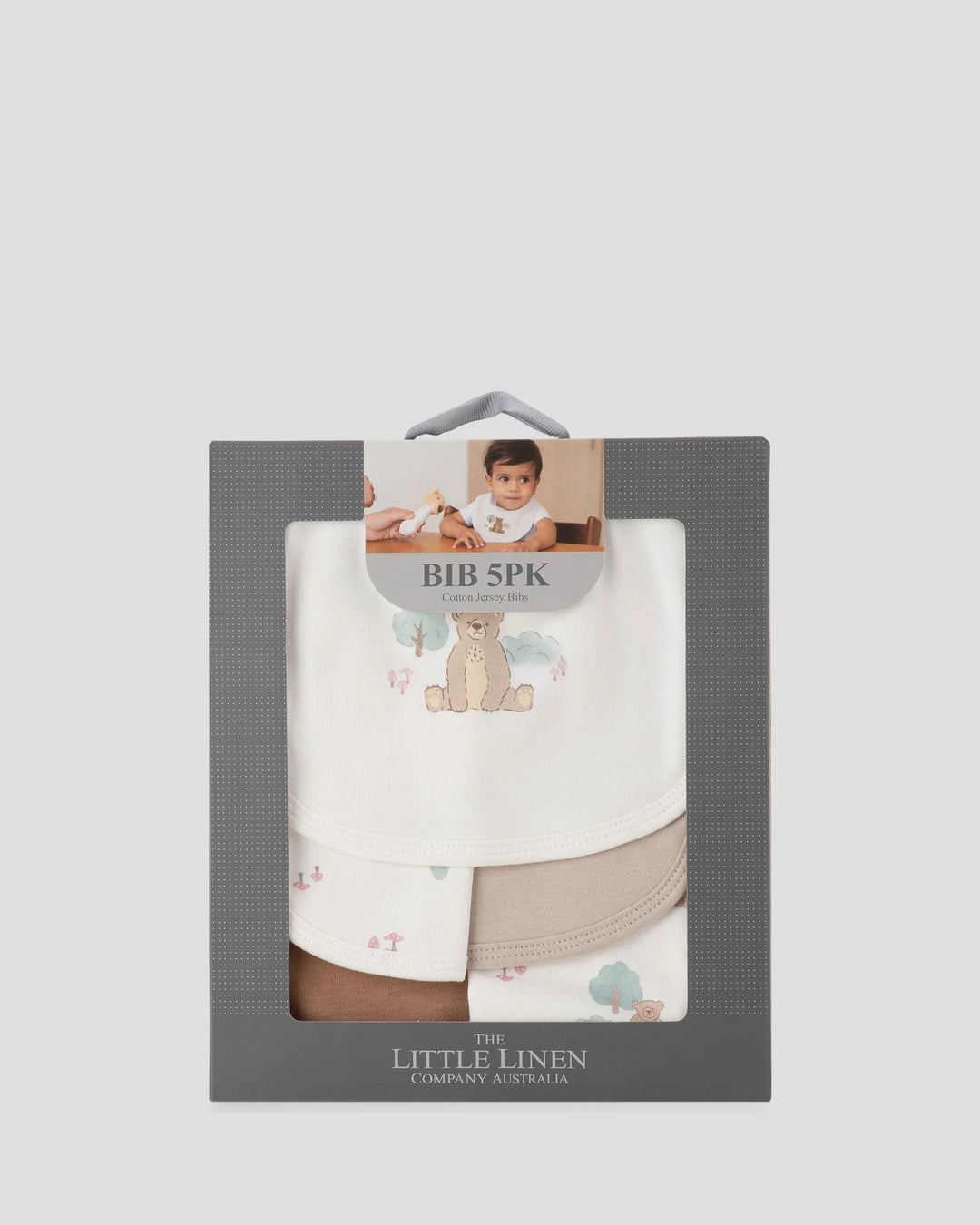 Little Linen Jersey Bib 5PK - Bushland Bear