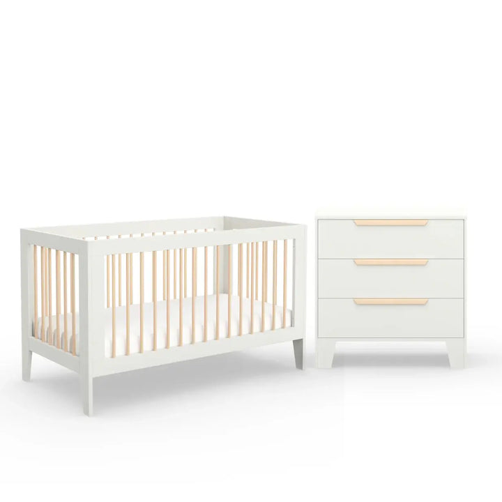 Babyrest Hague Cot & Chest & Mattress Nursery Package - White/Natural