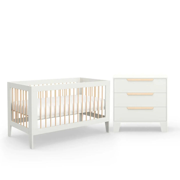 Babyrest Hague Cot & Chest & Mattress Nursery Package - White/Natural