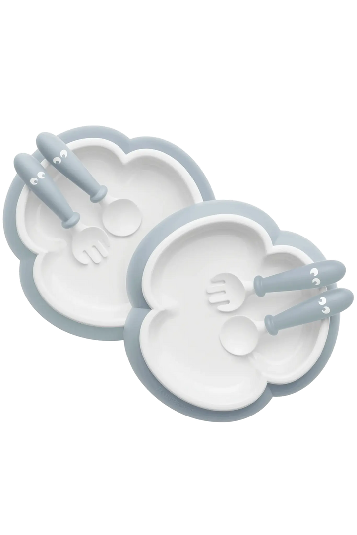 BabyBjorn Baby Plate, Spoon and Fork, 2 sets - Powder blue