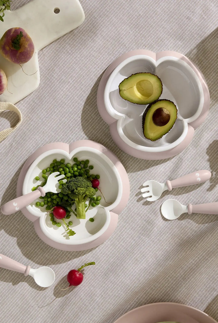 BabyBjorn Baby Plate, Spoon and Fork, 2 sets - Powder pink