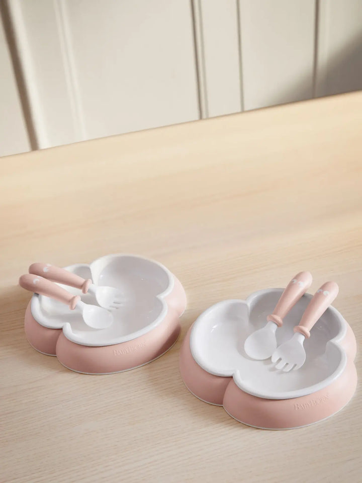 BabyBjorn Baby Plate, Spoon and Fork, 2 sets - Powder pink