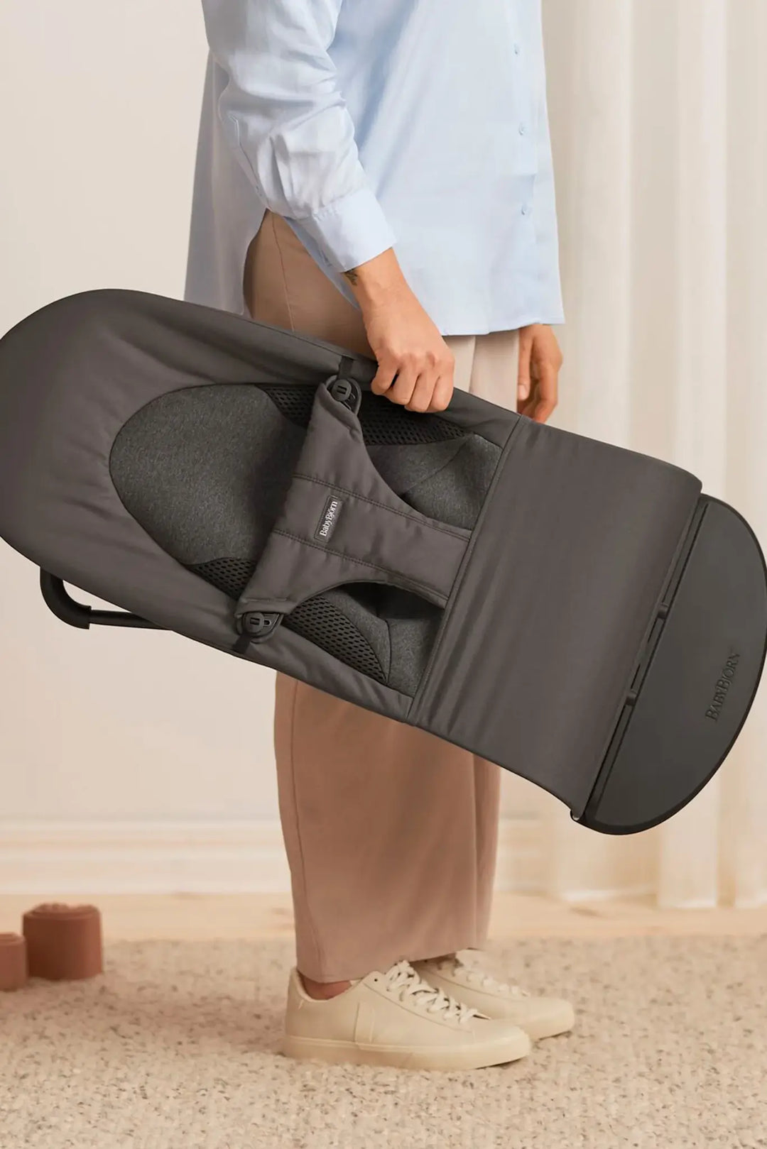 BabyBjorn Bouncer Balance Soft - Woven/Jersey, Tri-Fabric, Dark Grey