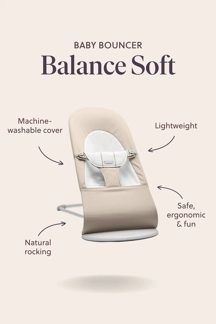 BabyBjorn Bouncer Balance Soft - Woven/Jersey, Tri-Fabric, Dark Grey