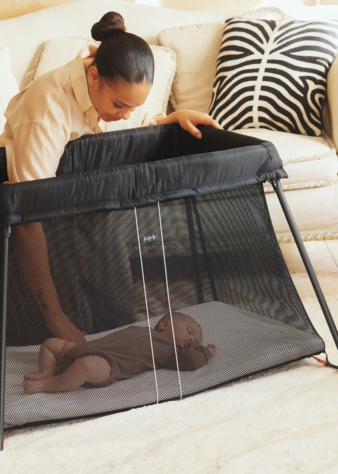 BabyBjorn Travel Cot Light Black – Whole Bubs - Main Image