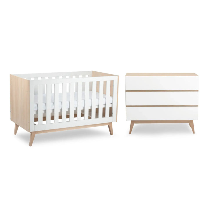 BabyRest Tommi Nursery Package Cot & Chest - Oak/White