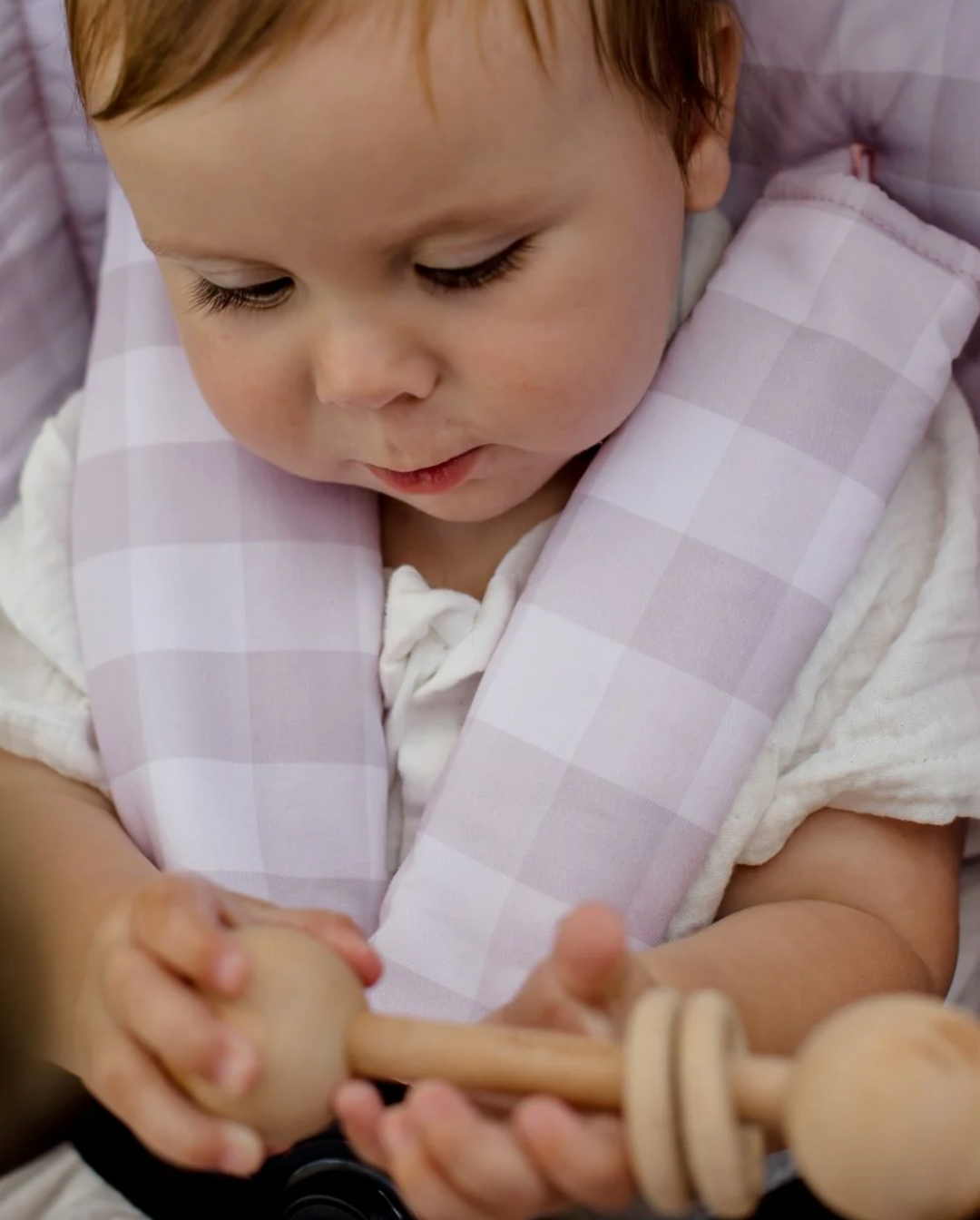 Bambella Designs Harness Covers | Blush Gingham