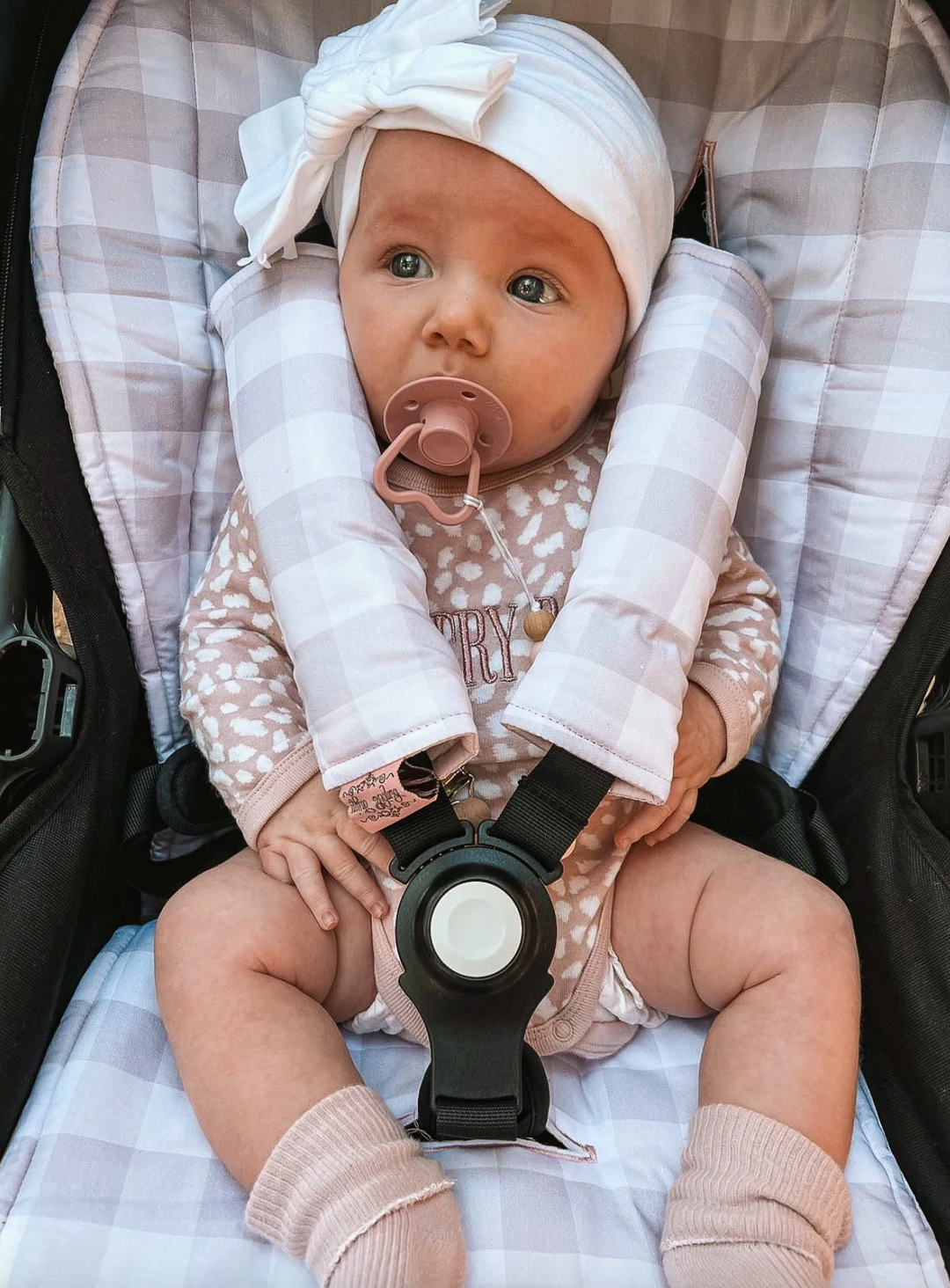 Bambella Designs Harness Covers | Blush Gingham