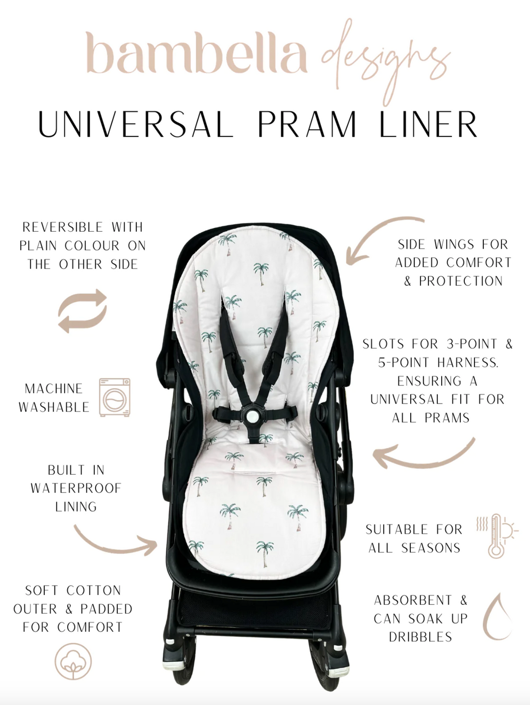 Bambella Designs Universal Pram Liner | Bohemian Sunshine