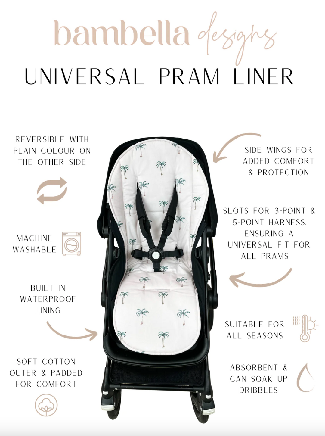 Bambella Designs Universal Pram Liner | Botanical