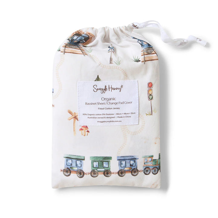 Bassinet Sheet / Change Pad Cover Trains