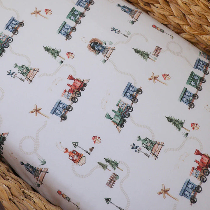 Bassinet Sheet / Change Pad Cover Trains