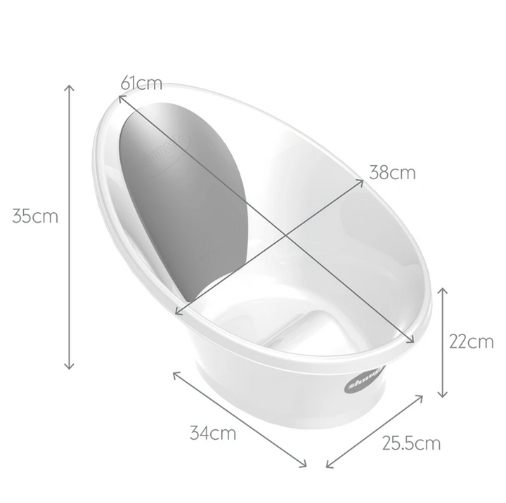 Shnuggle Bath with Plug - White/Grey