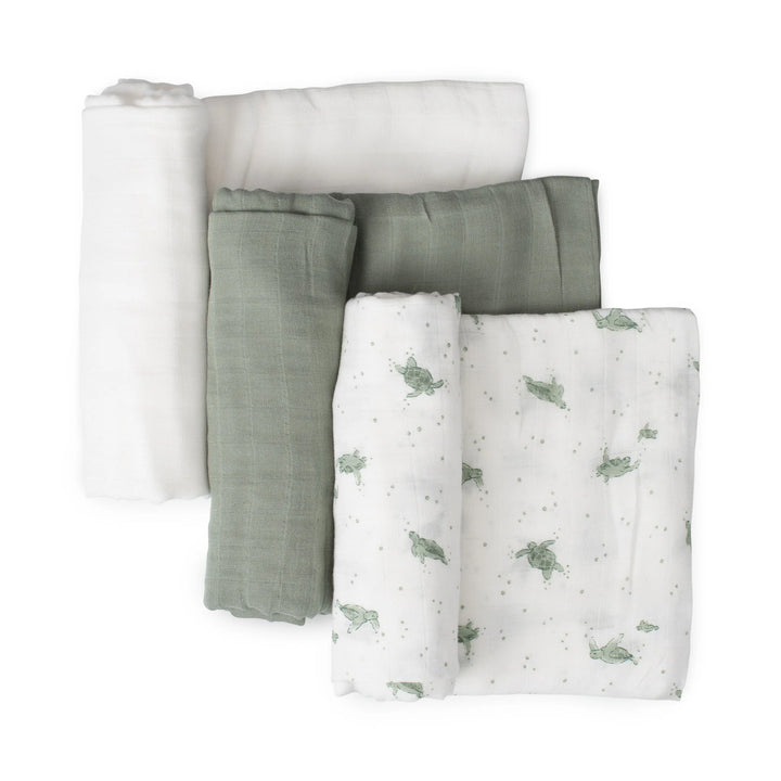 Little Bamboo Baby Muslin Wraps 3Pk - Turtle Bay