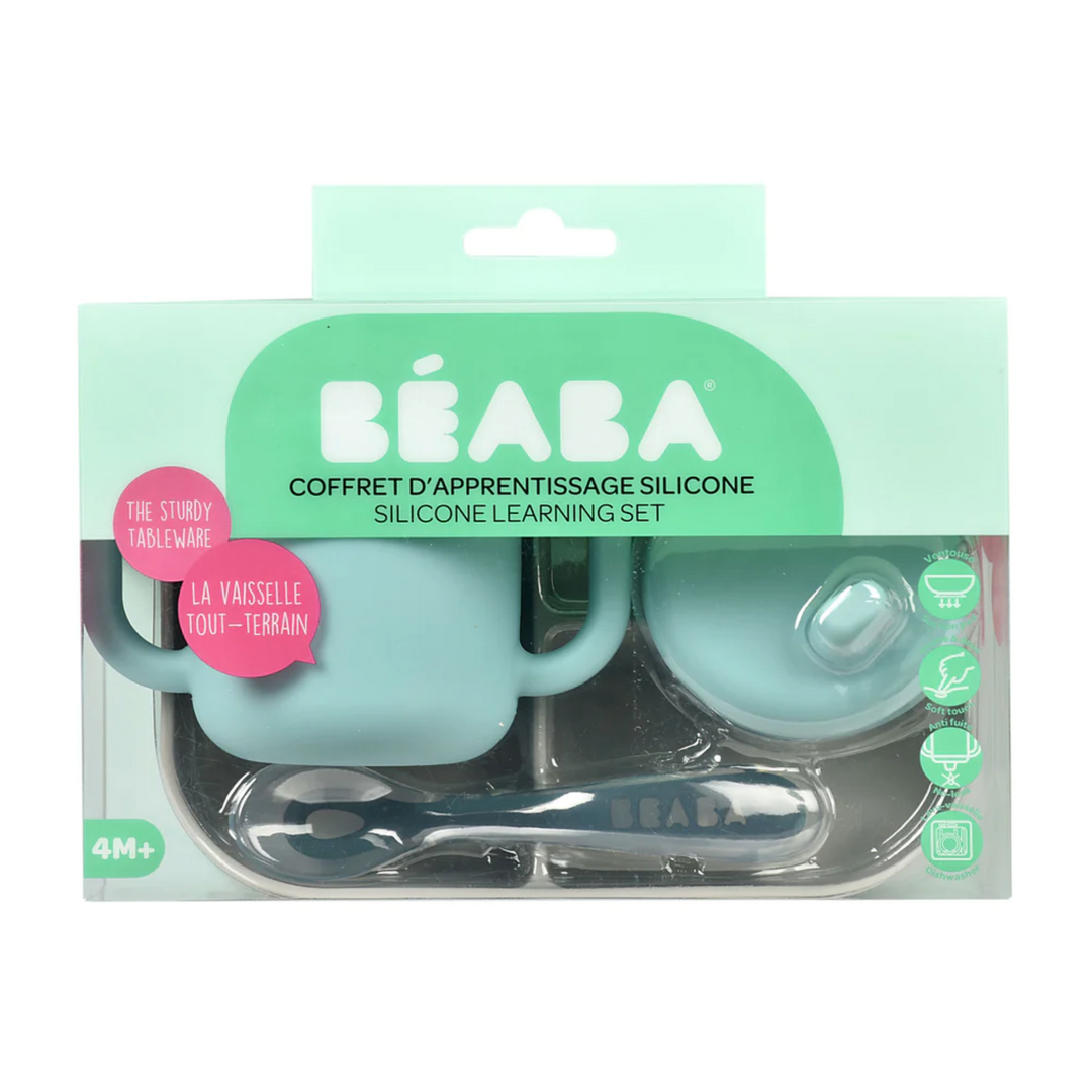 Beaba Silicone Learning Set - Blue/Grey