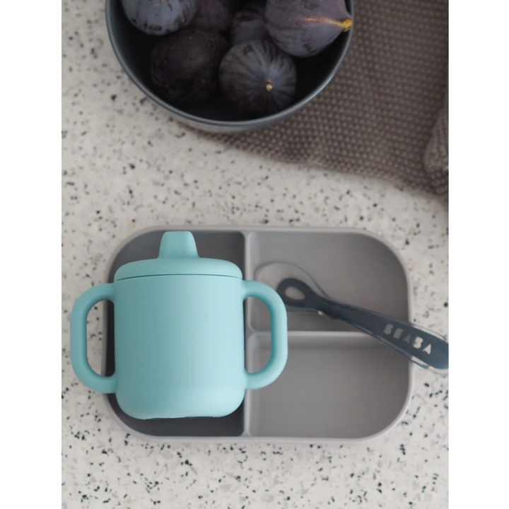 Beaba Silicone Learning Set - Blue/Grey