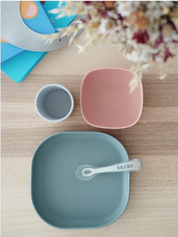 BEABA SILICONE SUCTION MEAL SET (4 PCS) EUCALYPTUS