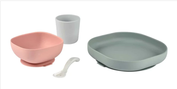 BEABA SILICONE SUCTION MEAL SET (4 PCS) EUCALYPTUS