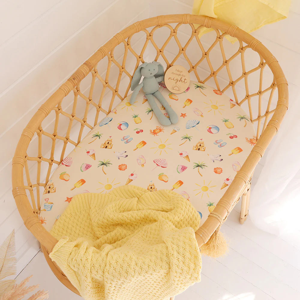 Bassinet Sheet / Change Pad Cover - Beach Fun