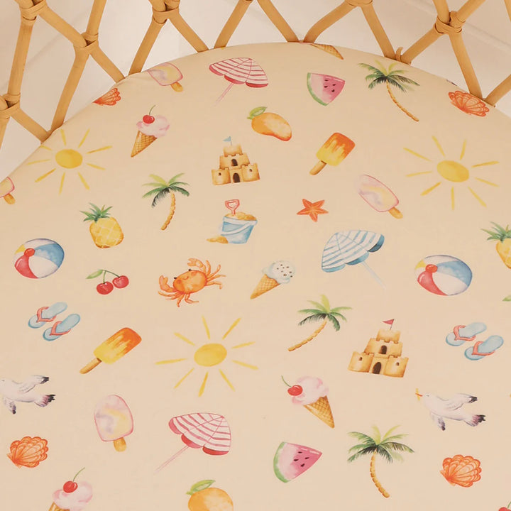 Bassinet Sheet / Change Pad Cover - Beach Fun