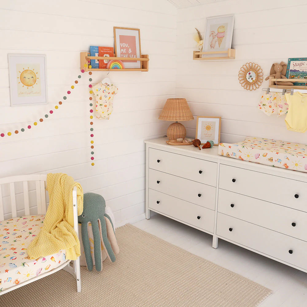 Fitted Cot Sheet - Beach Fun