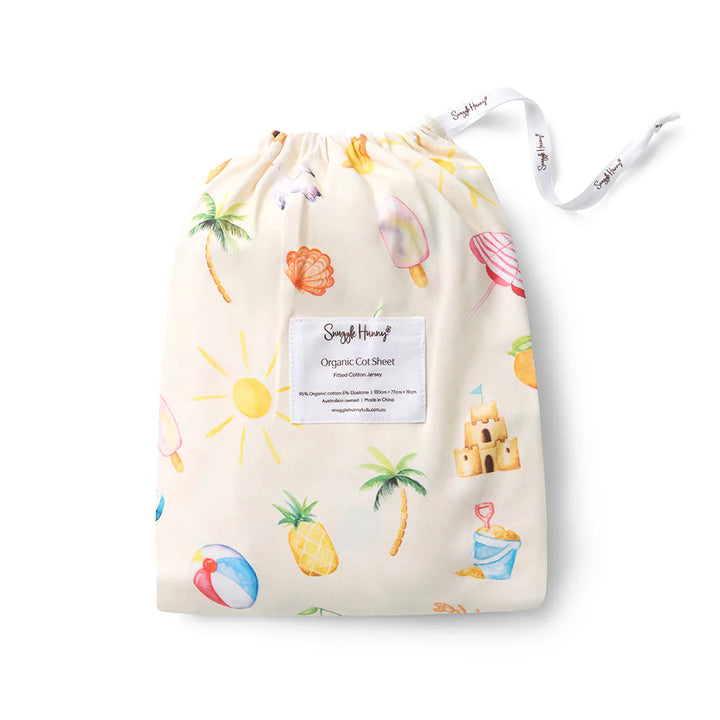 Fitted Cot Sheet - Beach Fun