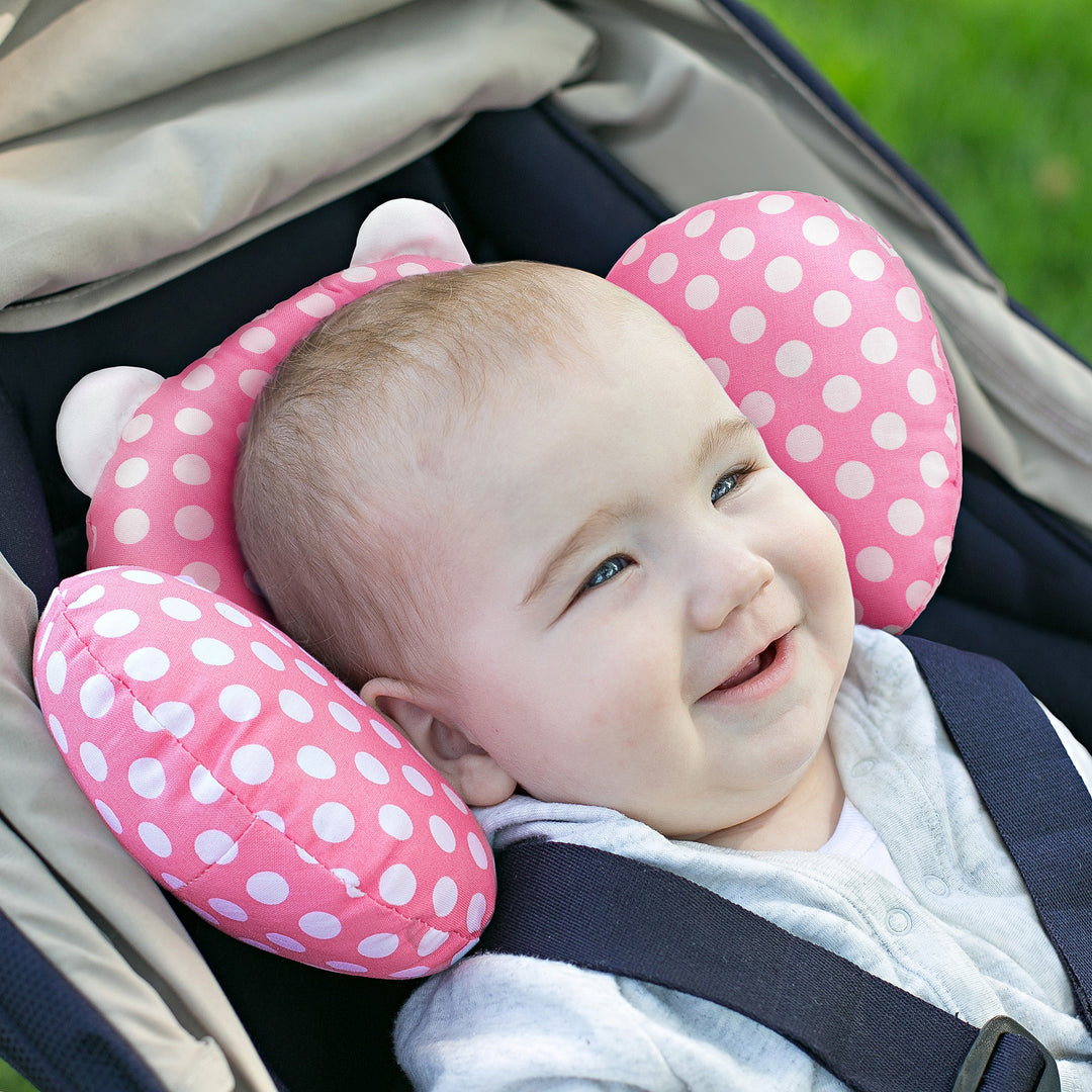 Benbat Bearhug headrest-Pink/White Dots(BB102)