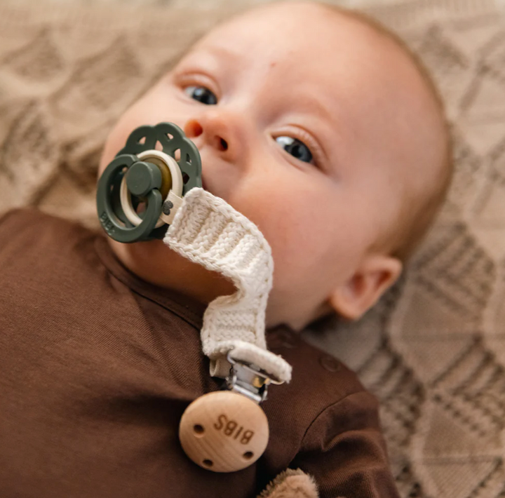 BIBS Knitted Pacifier Clip - Vanilla