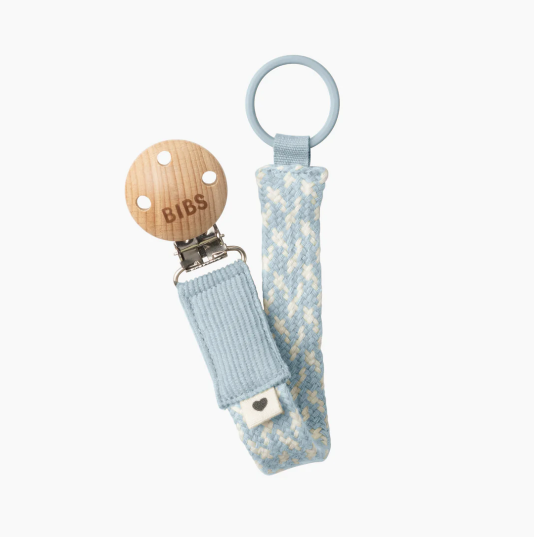 BIBS Paci Clip-Baby Blue/Ivory