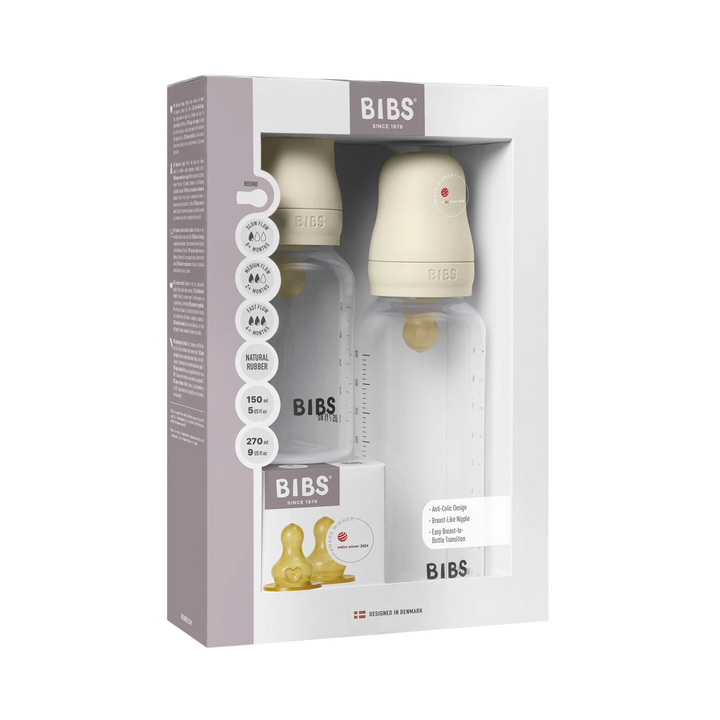 Bibs Grow and Flow Baby Bottle Set, Ivory - Latex