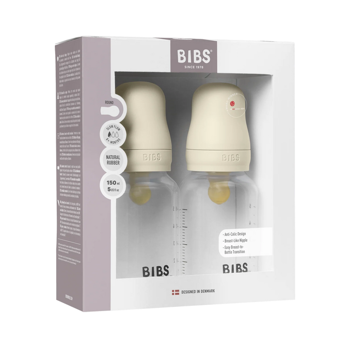 Bibs Baby Bottle Complete Set (2 Pack) 150ml Latex - Ivory