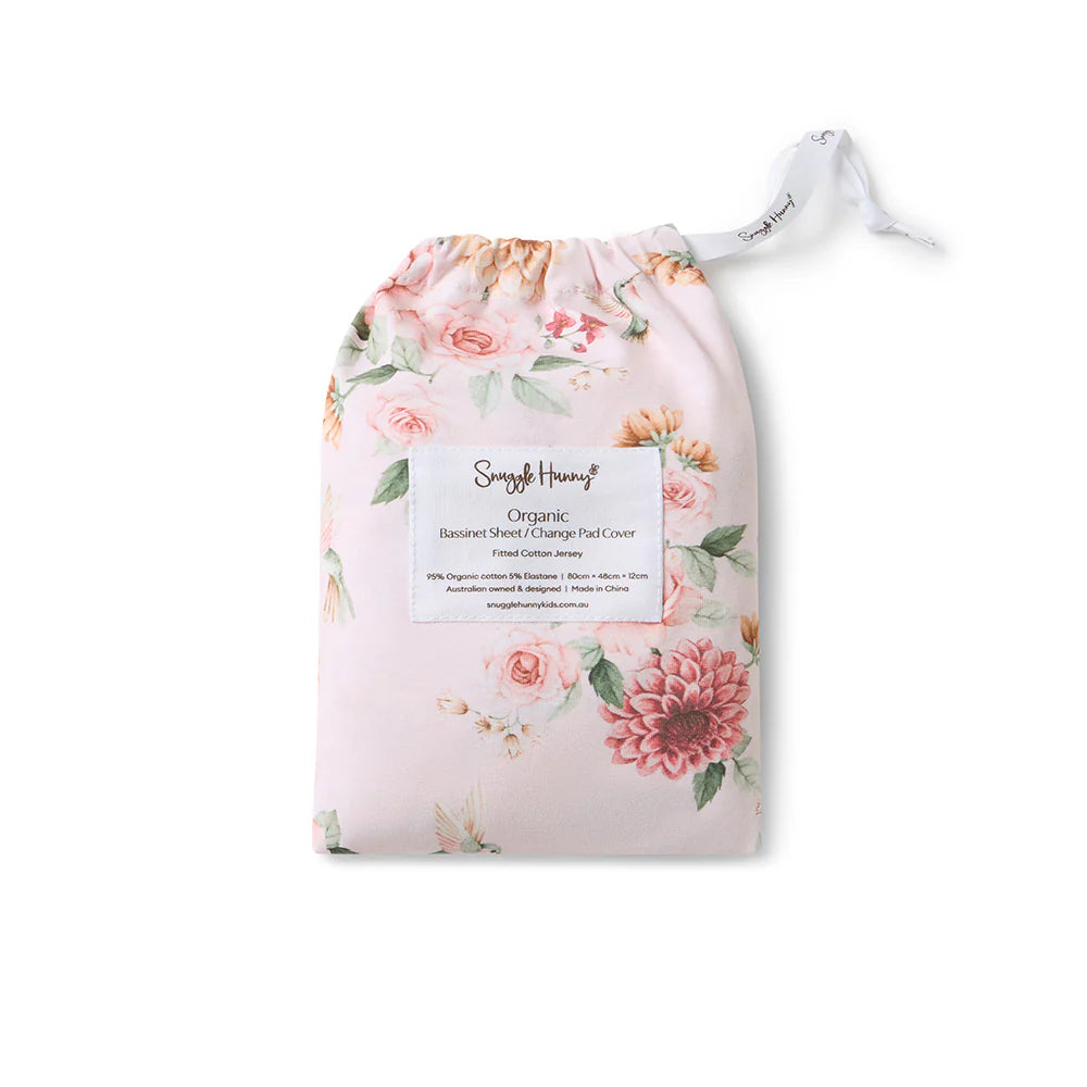 Organic Bassinet Sheet / Change Pad Cover - Birds & Blooms