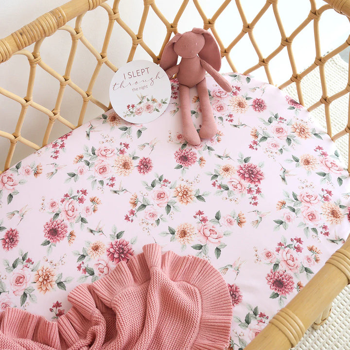 Organic Bassinet Sheet / Change Pad Cover - Birds & Blooms