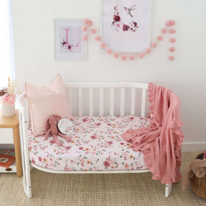 Organic Fitted Cot Sheet - Birds & Blooms