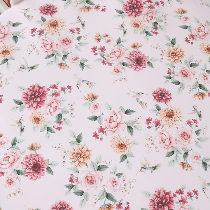 Organic Fitted Cot Sheet - Birds & Blooms