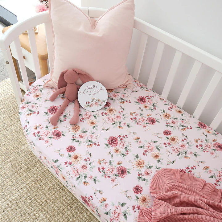 Organic Fitted Cot Sheet - Birds & Blooms
