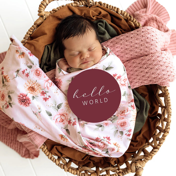 Baby Jersey Wrap & Topknot Set - Birds & Blooms