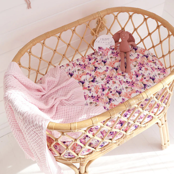 Organic Bassinet Sheet / Change Pad Cover - Blushing Beauty