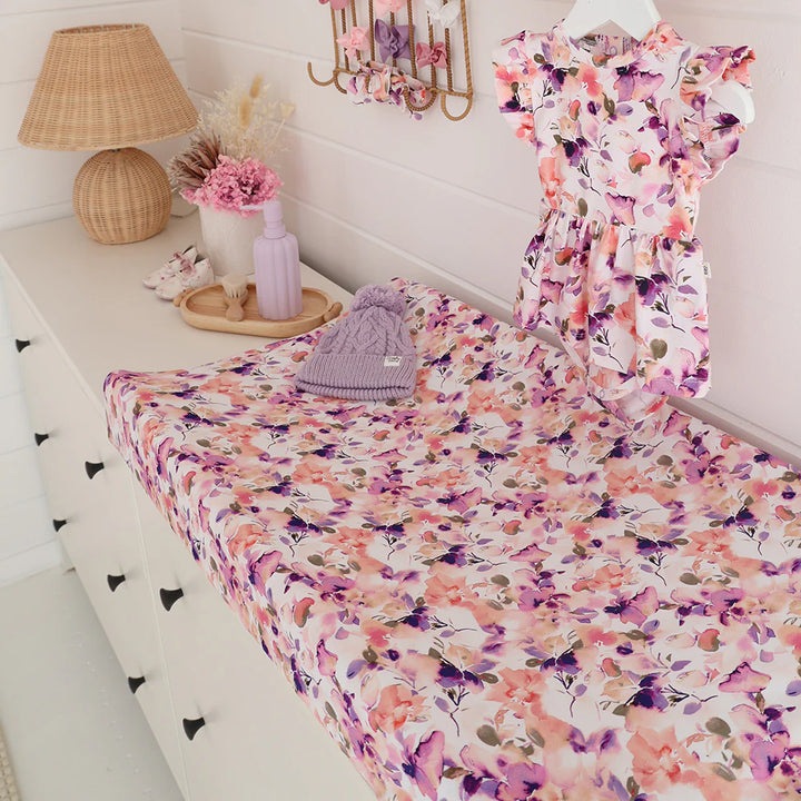 Organic Bassinet Sheet / Change Pad Cover - Blushing Beauty