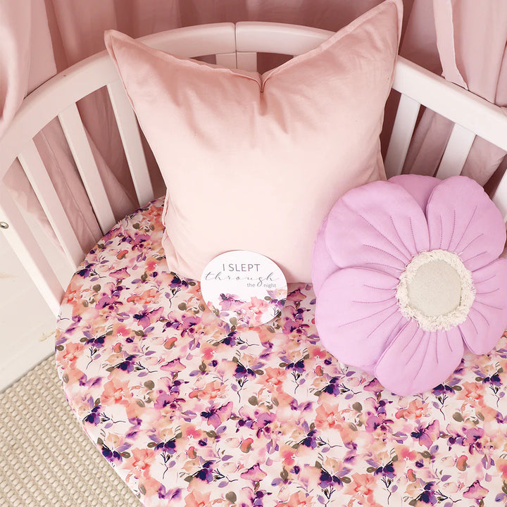 Organic Fitted Cot Sheet - Blushing Beauty
