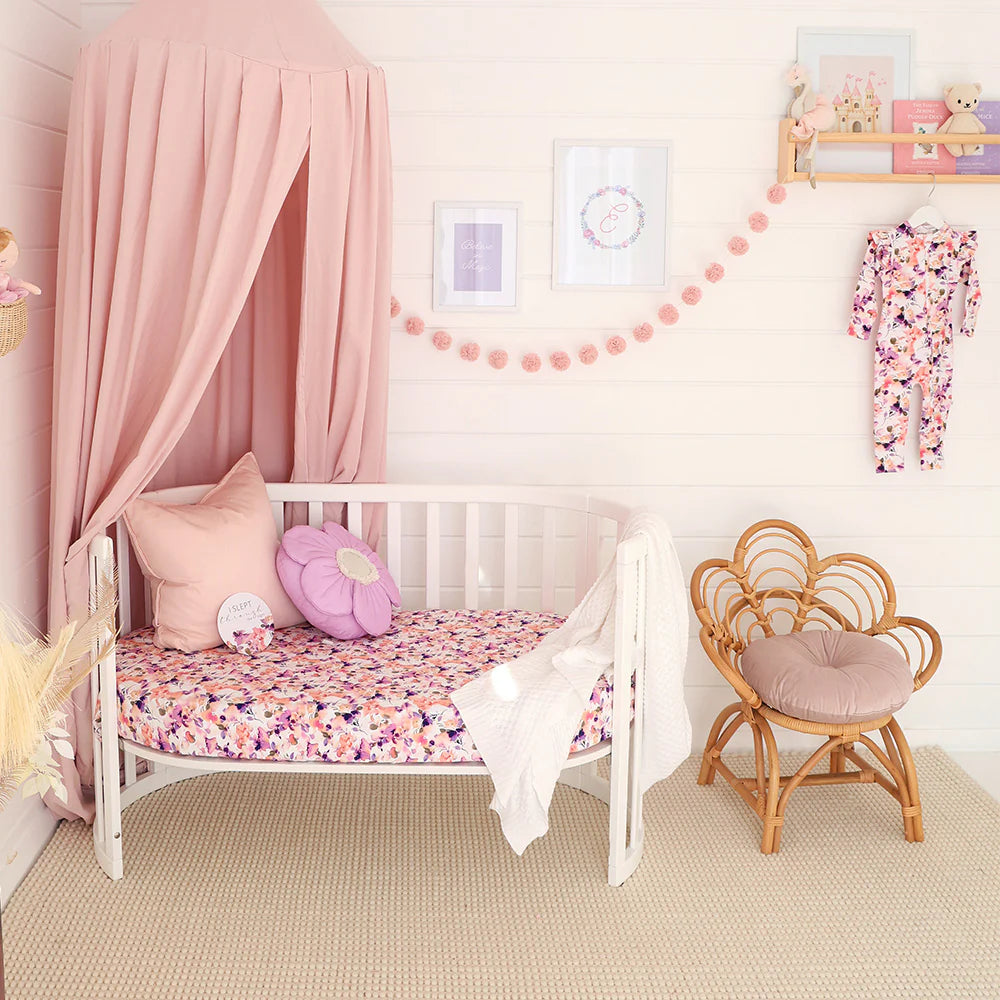 Organic Fitted Cot Sheet - Blushing Beauty