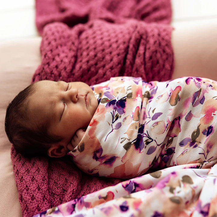 Baby Jersey Wrap & Topknot Set - Blushing Beauty